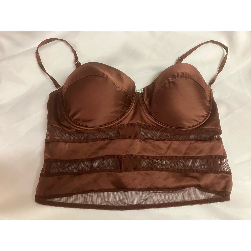 J. Lo Large Bustier, Corset, Brown, Padded,‎ Underwire, Hook Eye, Adjustable